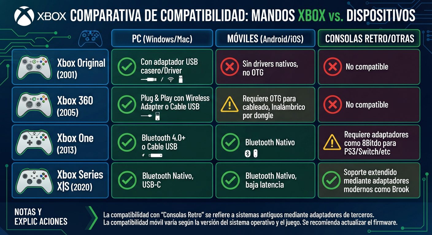 Compatibilidad de los mandos Xbox